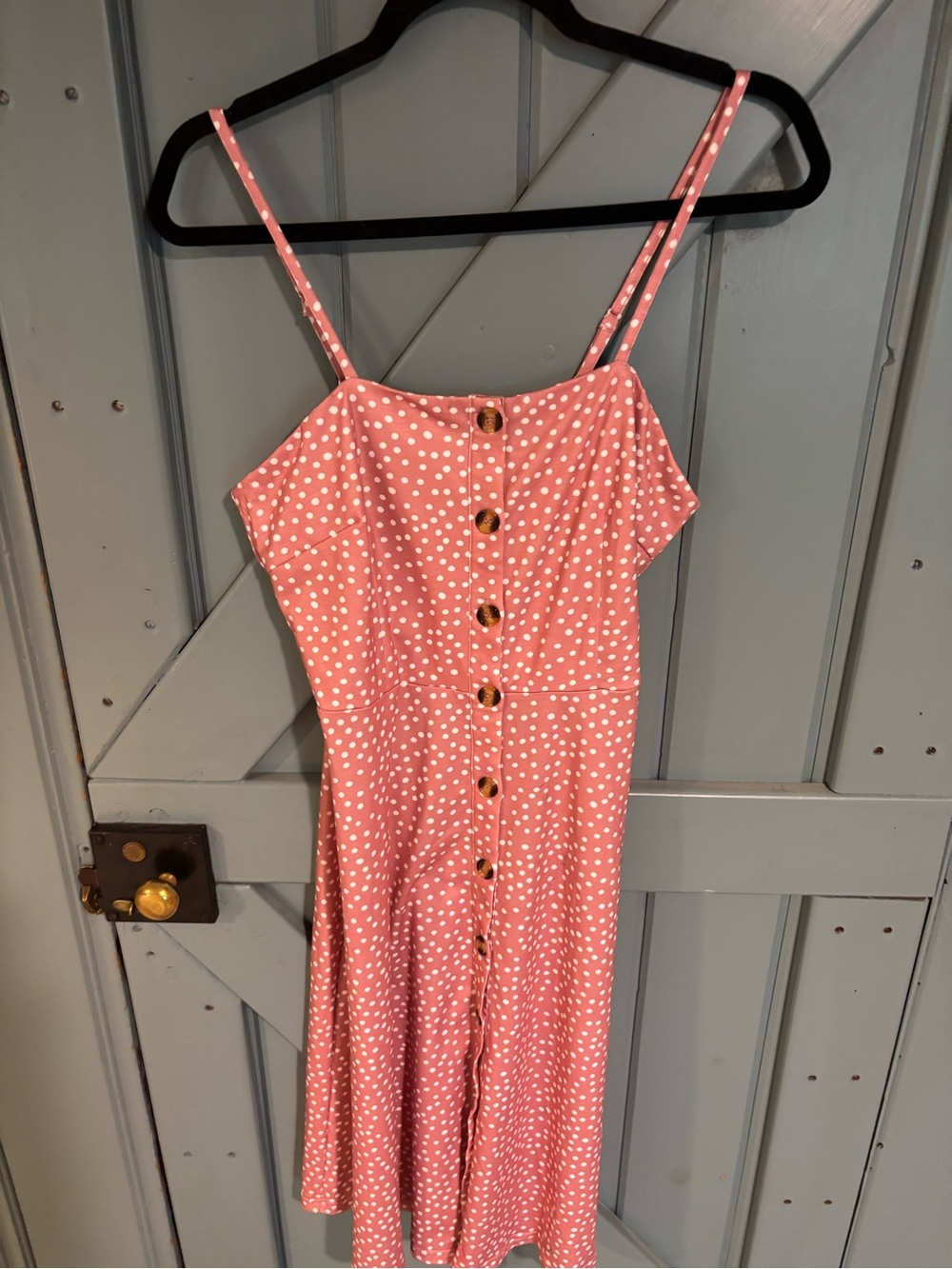 Polka Dot Button-Front Mini Dress in Pink